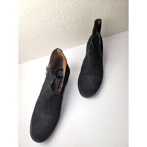 Fly London Black Suede Ankle Booties Women's Size 40 Side Zipper